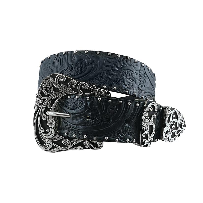  Roper Black Floral Embossed Women's Belt
