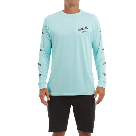 Pelagic Aqua Gyotaku Aquatek Long Sleeve Men's Shirt