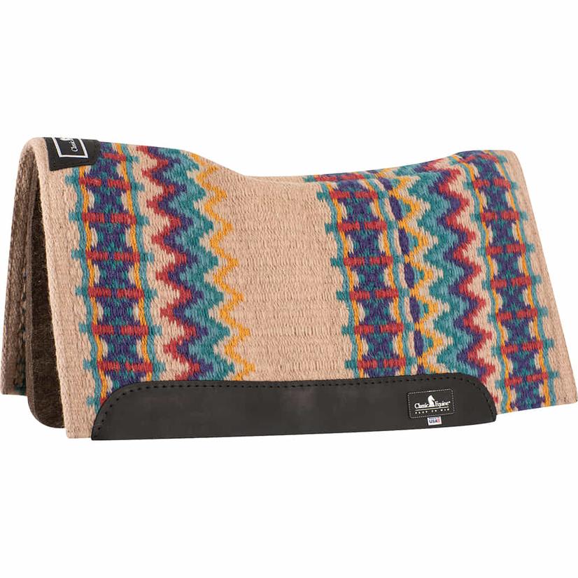 Classic Equine ESP Contoured Wool Top Saddle Pad 30x34x3/4 LATTE/CORAL