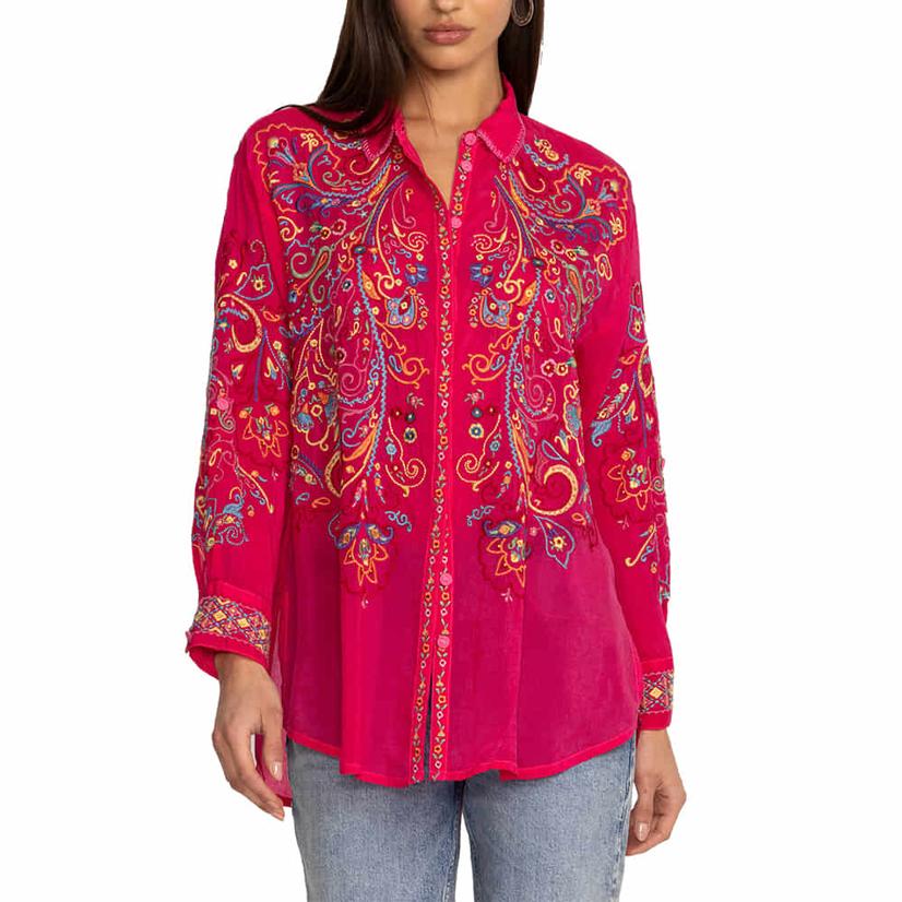  Johnny Was Women's Pink Cachemire Tunic
