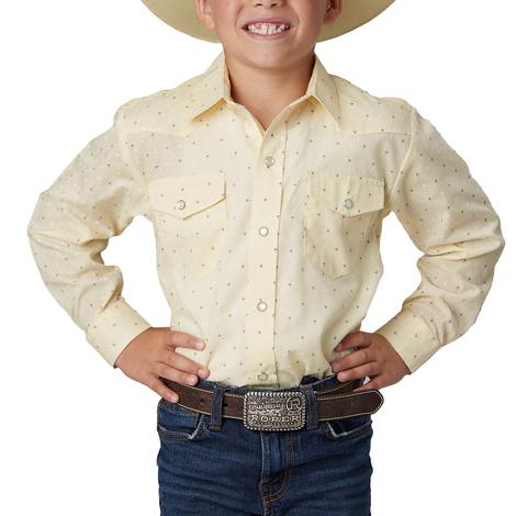 Roper Karman Classics Boy's Snap Long Sleeve Shirt In White