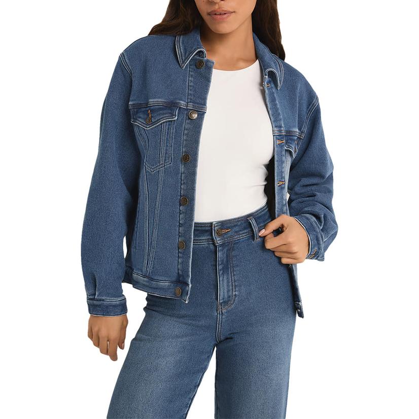  Z Supply Dallas Women's Denim Jacket In Indigo
