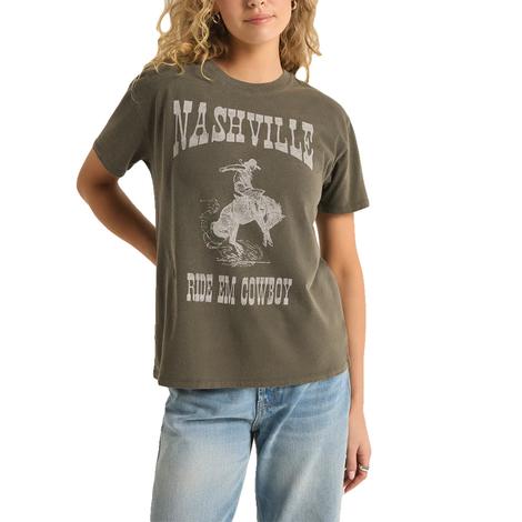 Z Supply Nashville Short Sleeve Women's Boyfriend Tee In Grape Leaf