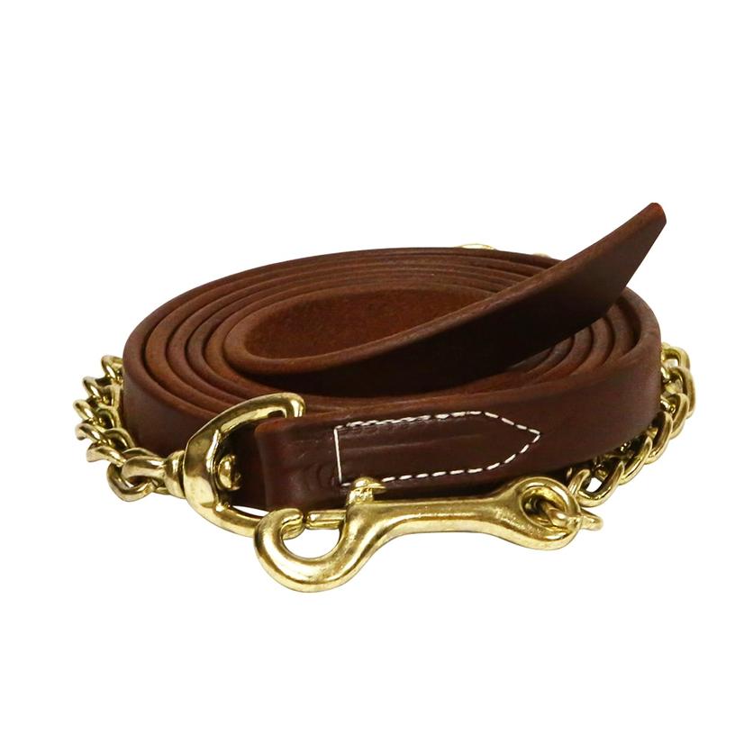  Leather Lead With 18 Inch Brass Chain