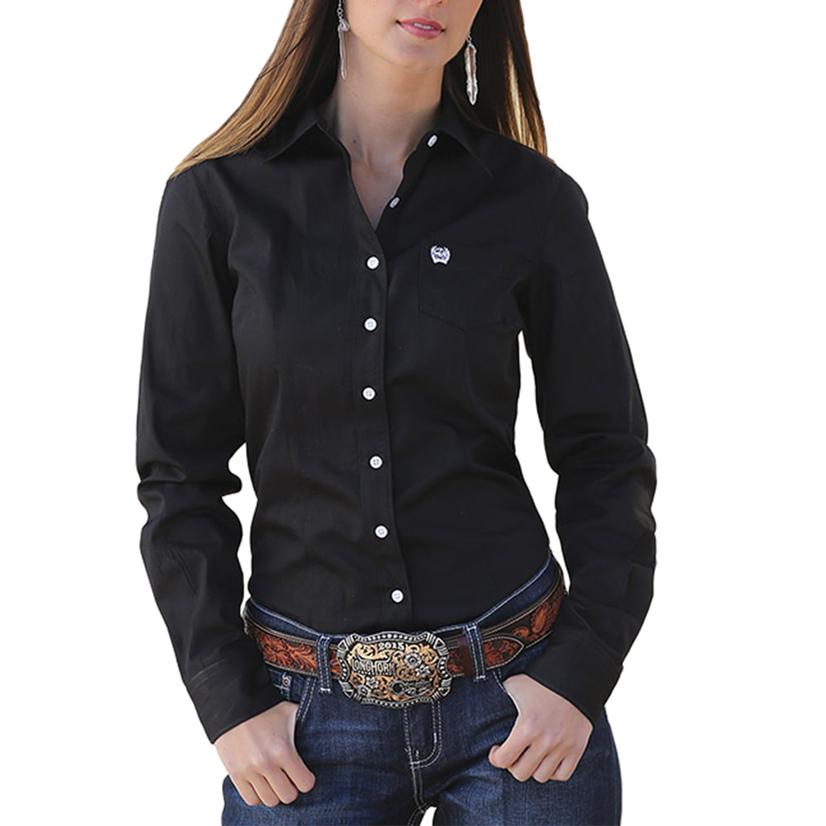  Cinch Long Sleeve Women's Black Shirt